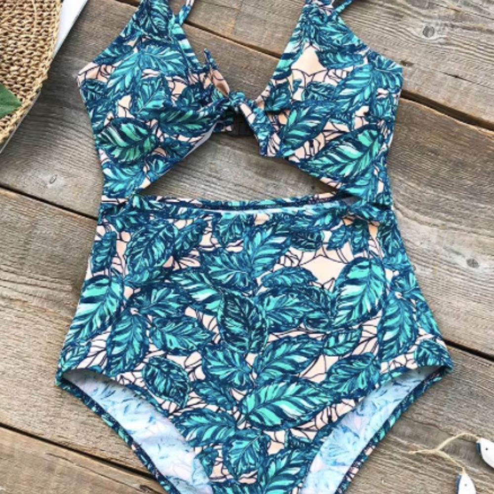 Blue Floral One Piece Bikini